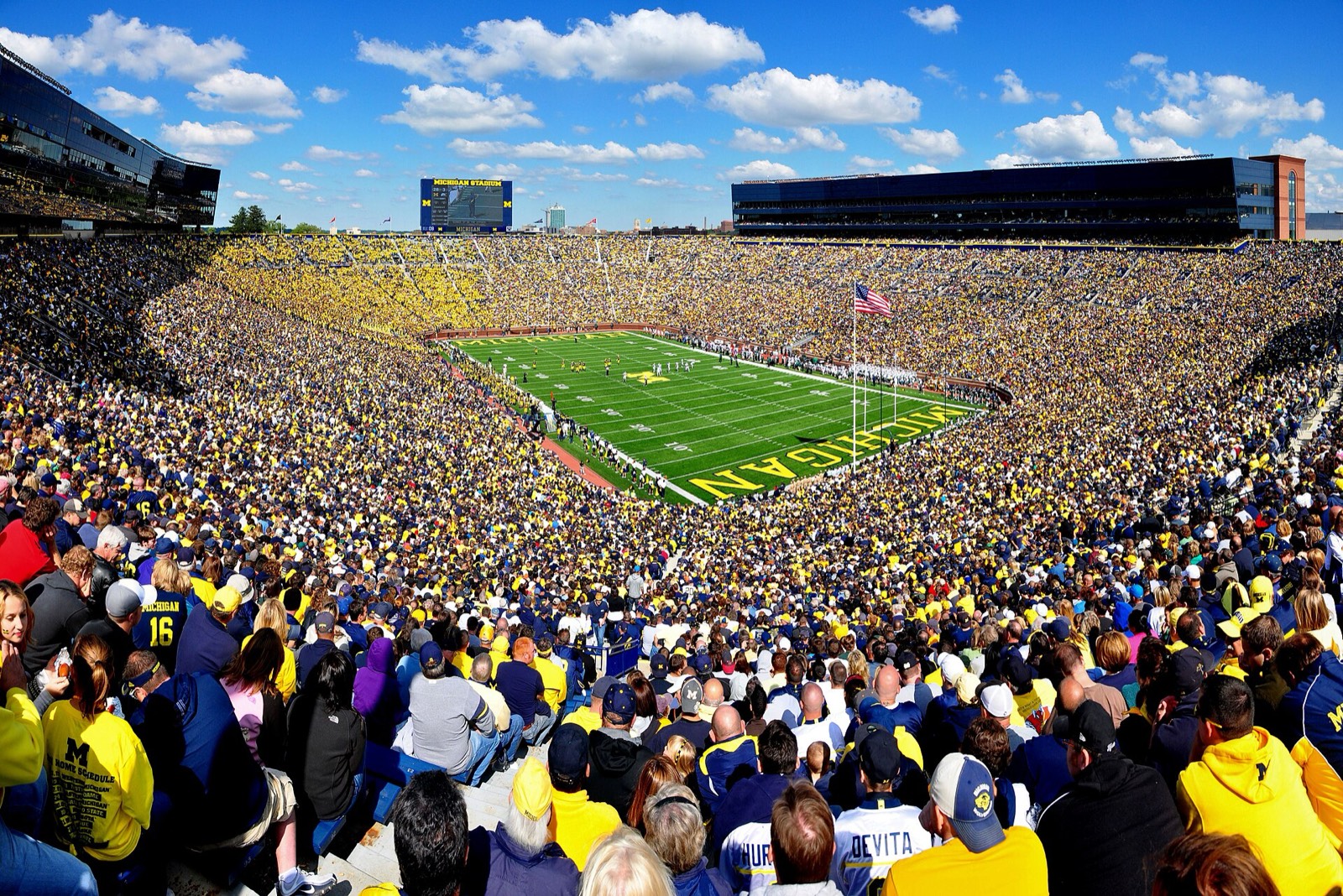 A capacity crowd at Michigan Stadium in Ann Arbor during a college football game